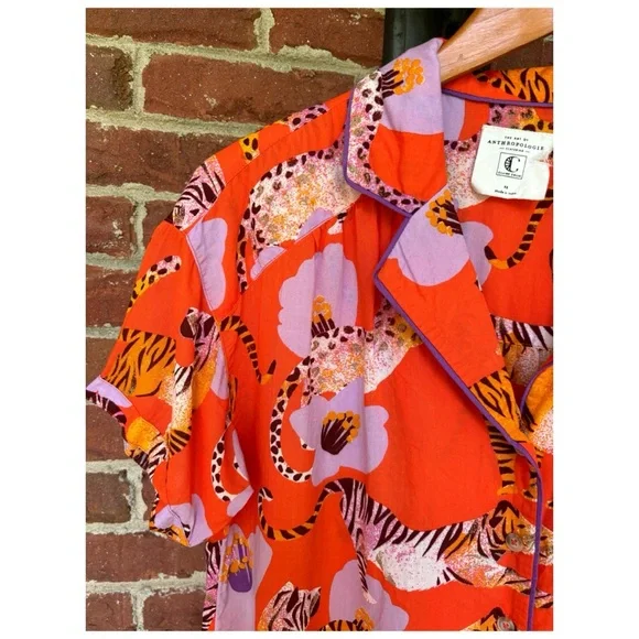 NWOT Anthropologie Claire Colin Dreamer Lounge Top in Mango  Size XSmall - Picture 6 of 10